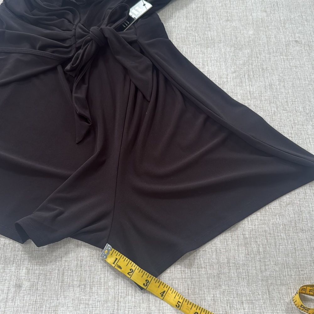 Express‎ Tie Waist Wrap Surplice Black Romper Shorts Playsuit Size Small NEW - Picture 10 of 12